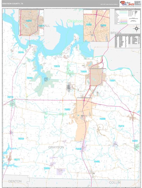 Grayson County Tx Wall Map Premium Style By Marketmaps Mapsales