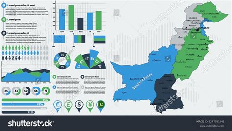 Detailed Pakistan Map Infographic Elements Vector Stock Vector Royalty