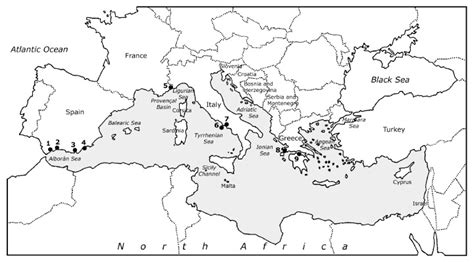 Map Of The Mediterranean Sea Showing The Locations Cited In The Text