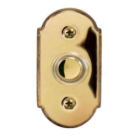 Hampton Bay Wired Lighted Door Bell Push Button Polished Brass Hb 615 02 The Home Depot