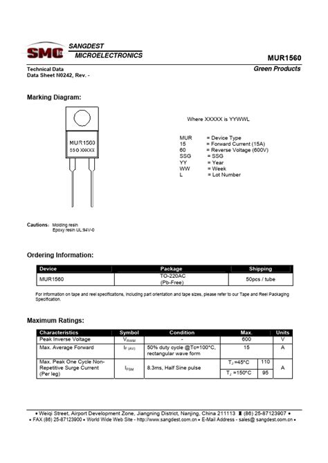 Mur1560 Datasheet Pdf Ultrafast Plastic Rectifier