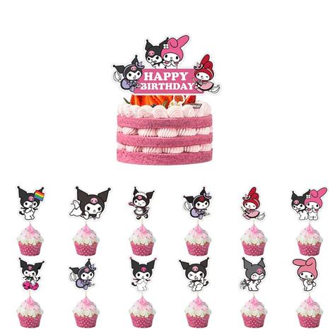 13 Pack Kuromi Decoration Birthday Cake Topper Set Kuromi Party Happy