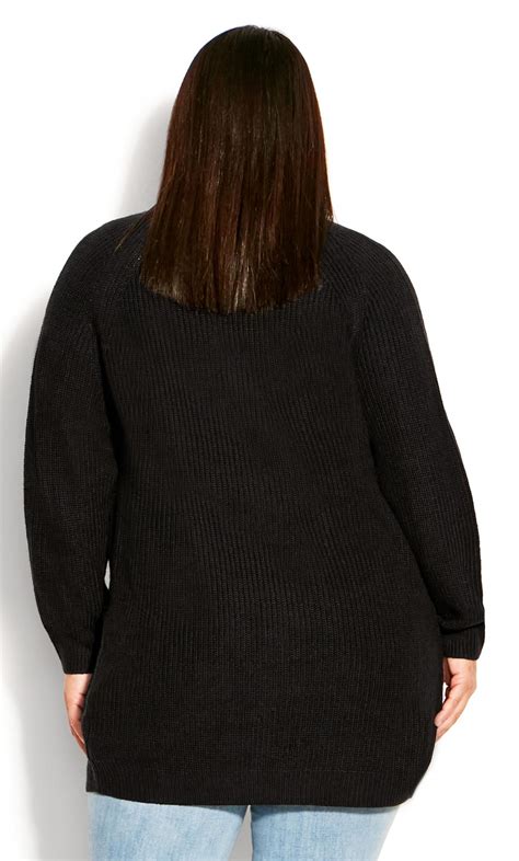 Evans Black Chunky Knit Cardigan Evans