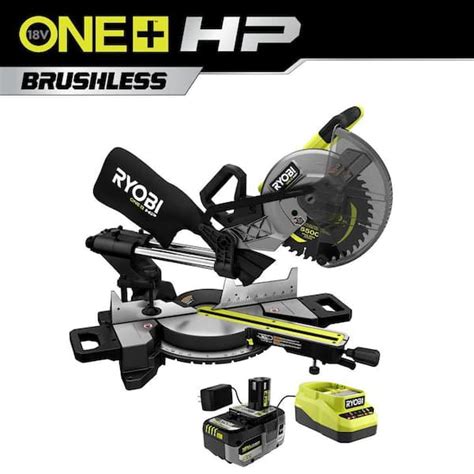 Ryobi One 18v Cordless 7 1 4 Sliding Compound Miter Saw With 2 Ah High Performance Batteries