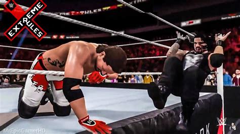 WWE 2K16 Extreme Rules 2016 AJ Styles Vs Roman Reigns Crazy