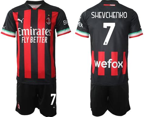 Herren Neues AC Mailand Heim Trikot 2022 23 Schwarz Rot Shevchenko 7