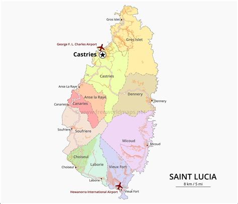 Saint Lucia Map Geographical Features Of Saint Lucia Of The Caribbean