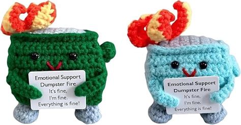 Emotional Support Dumpster Fire Adorable Crochet Knitting Handmade