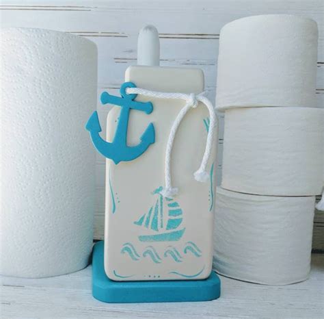 Anchor Nautical Paper Towel Holder Set Turquoise Mason Jar Etsy