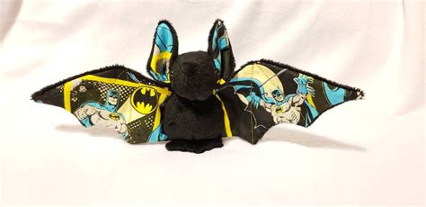 Cuddly Bat Plushie Made With Comic Book Style Batman Fabric Etsy