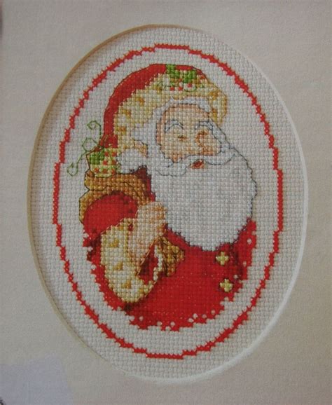 Santa Claus Father Christmas Card Cross Stitch Charts Patterns For Sale