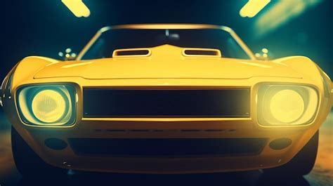 Premium Photo | A super yellow old retro sports car background wallpaper illustration