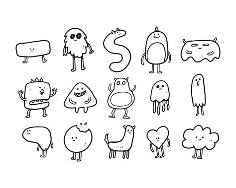 Set Of Monster Doodle Illustrations The Hand Drawn Drawing Of Funny Characters For An Avatar