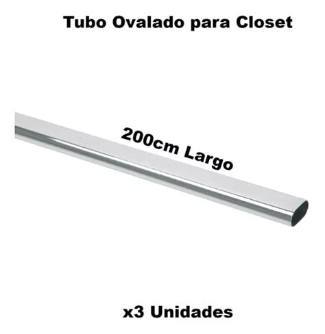 Tubo Ovalado De Aluminio De 200cm Largo Para Closet X3 Und Cuotas Sin