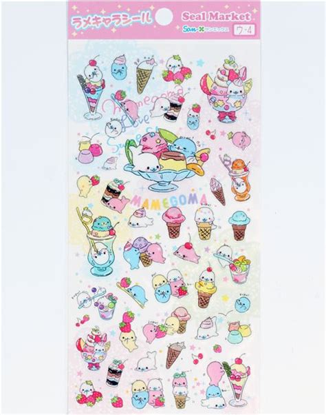 Cute Mamegoma Seal Ice Cream Glitter San X Sticker Sticker Sheets