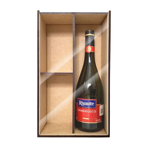 Caja Madera MDF Con Tapa Acrílico Para Botella De Vino Sin Botella