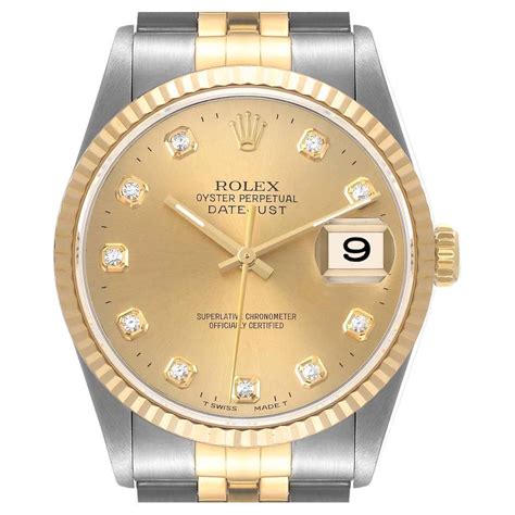 Rolex Montre Datejust En Acier Or Jaune Et Diamants Avec Cadran Pour