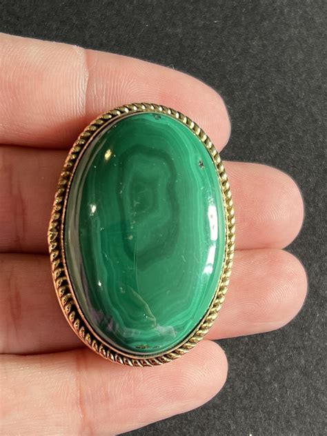 Malachite Sertie De Laiton Rainure Int Gr E N Cr Ez Vos Bijoux En