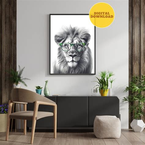 Lion Print Lion Wall Art Lion Wall Decor Lion Head Wall Etsy