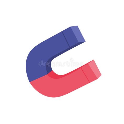 Red Blue Magnetic Horseshoe Polarity Object For Magnetism Stock