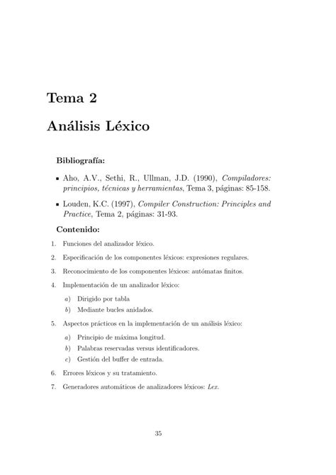 PDF de programación Tema 2 Análisis Léxico