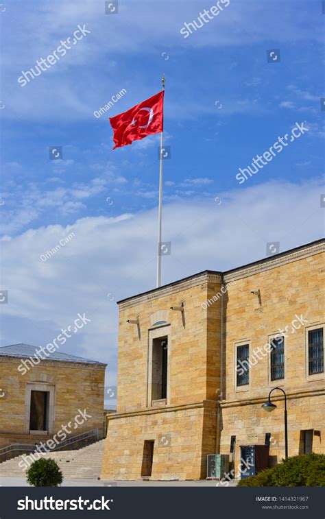 Huge Turkish Flag Mausoleum Anitkabir Ankara Stock Photo 1414321967