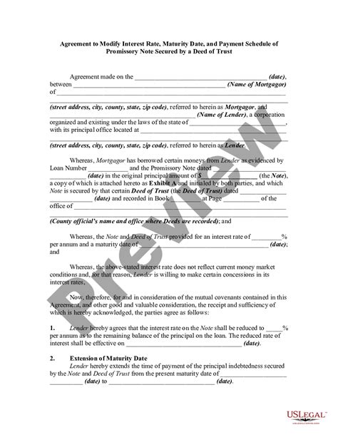 Deed Of Trust Modification Form With Assignment Of Rents Us Legal Forms