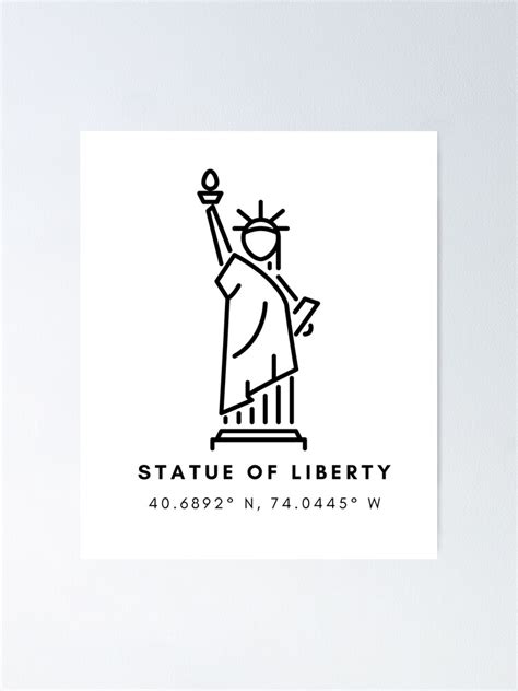 Statue Of Liberty Coordinates Poster By Meaningfully Redbubble