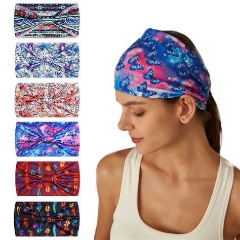 6Stück Stirnbänder für Frauen Breite verknotete Turban Bandana Boho