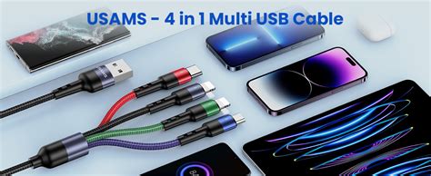 Usams Isaibel Multi Charging Cable 2pack 4ft 4 In 1 Nylon