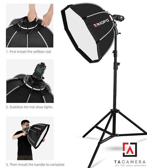 TA Camera Softbox Bát Giác Thao Tác Nhanh Triopo KS2 55 Cho Đèn Flash