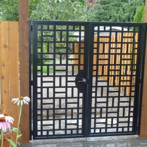 Contemporary Dual Entry Metal Gate Ornamental Iron Garden Etsy