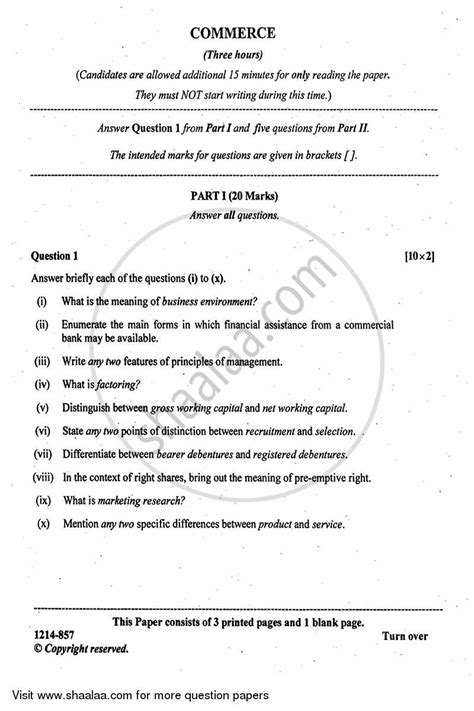 Sample Paper Of Commerce Class Isc Crypot Coni