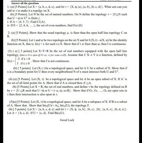 Solved Answer All The Questions 1 A [5 Points] Let X