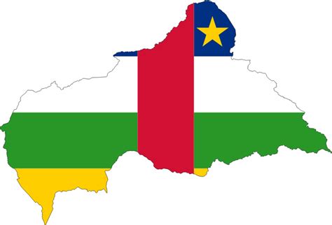 Central African Republic Flag Map With Stroke - Openclipart