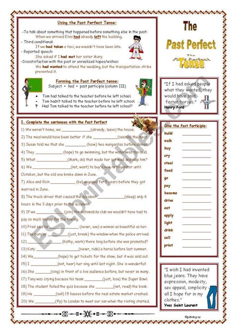 The Past Perfect Tense ESL Worksheet By Douglas