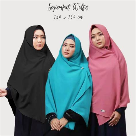 Jual Jilbab Segiempat Wolfis Syari X Jumbo Segiempat Wolfis Jumbo