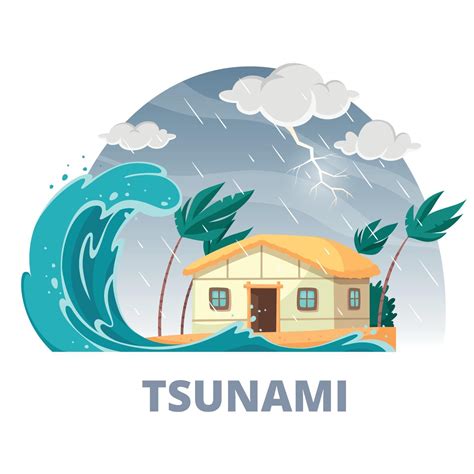 Tsunami Disaster Round Composition Vector Illustration 3051203 Vector ...