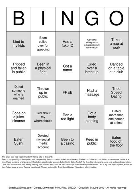 Never Have I Ever Bingo Cards To Download Print And Customize