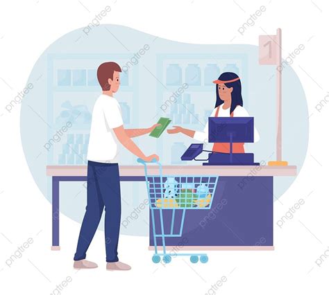 D Illustration Vector Hd Png Images Paying For Food In Shop D Vector