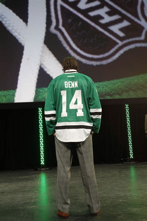 Jamie Benn wearing the Dallas Stars new jersey