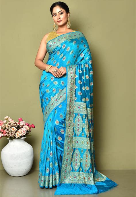 Banarasi Saree In Light Blue Shl139