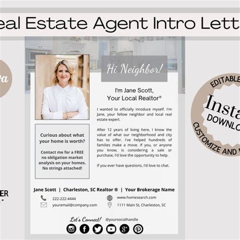 Real Estate Agent Introduction Letter Realtor Farming Letter Etsy