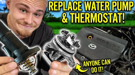 How To Replace Water Pump Thermostat On A Mazda P Youtube