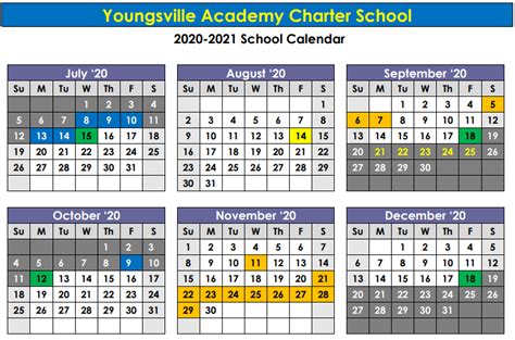 Academic Calendar – Admissions – Youngsville Academy