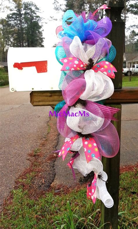 Spring Mailbox Swag Summer Mailbox Swag Mesh Mailbox By MicMacMs