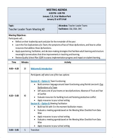 Free 9 Team Meeting Agenda Samples In Ms Word Pdf Regarding Awesome