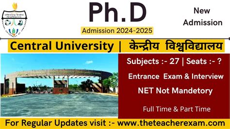 Central University New Phd Admission Without Net Jrf