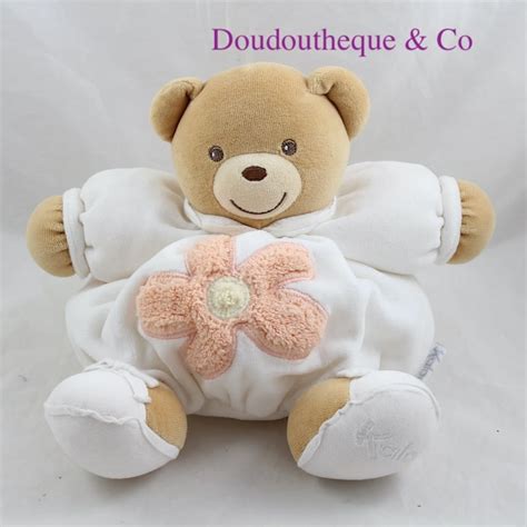 Doudou Patapouf Ours KALOO Fleur Saumon 21 Cm SOS Doudou