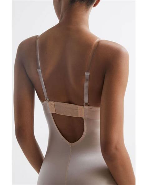 Spanx Shapewear Plunge Low Back Mid Thigh Bodysuit Champagne Lyst